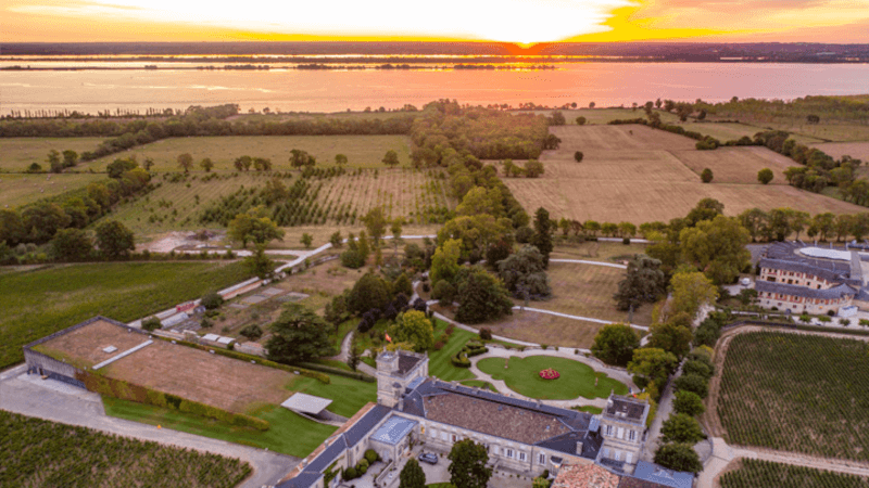 ジロンド川を望む敷地の空撮写真