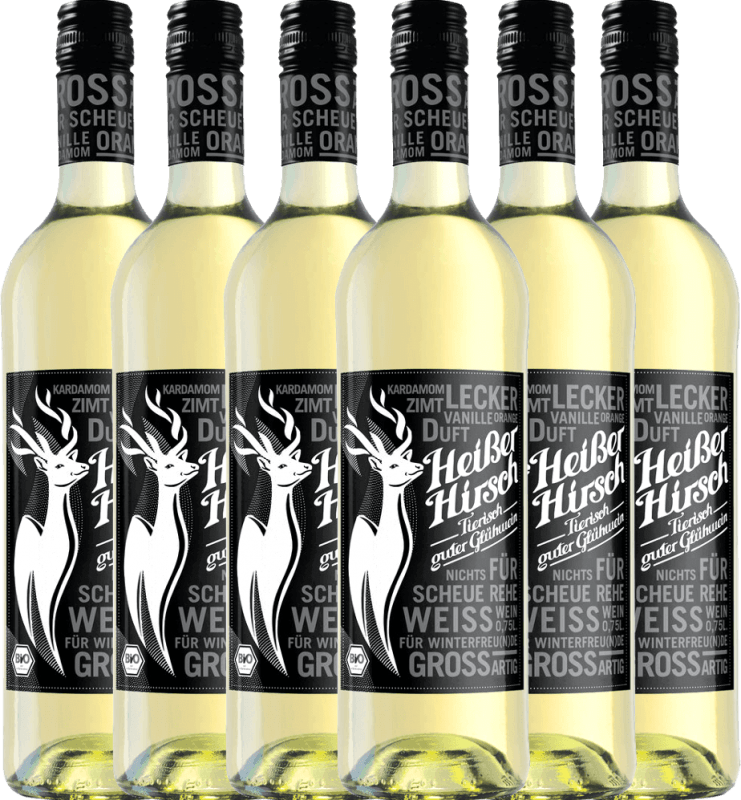 6er Vorteilspaket - Weißer Bio-Glühwein - Heißer Hirsch