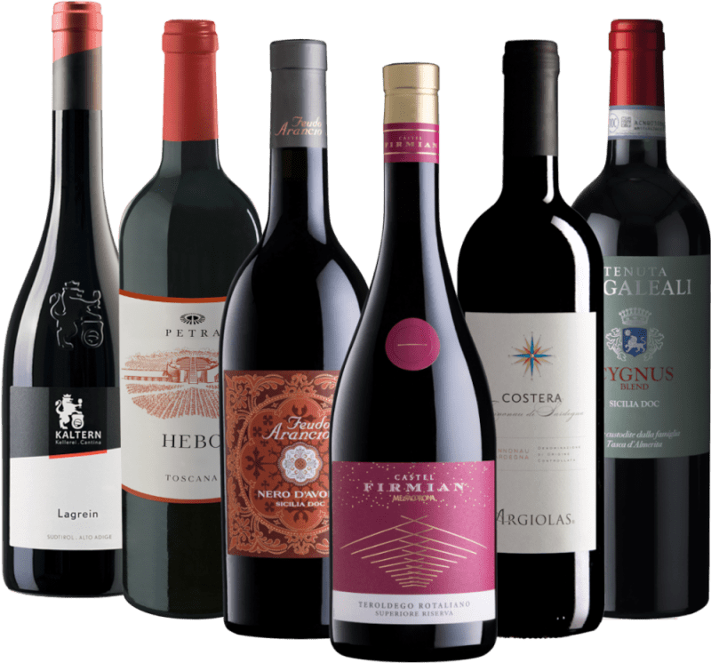 イタリア産赤ワインのお気に入りセット - 6本試飲パック