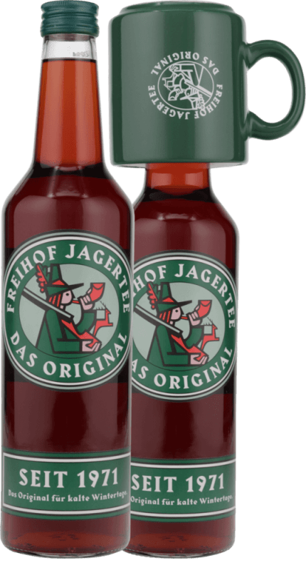 Jagertee Likör mit Tasse onPack - Destillerie Freihof