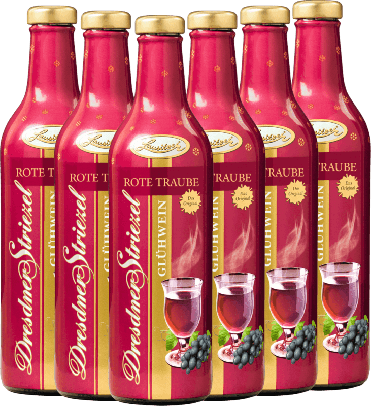 6x Vorteils-Weinpaket Dresdner Striezel Glühwein rote Traube - Lausitzer