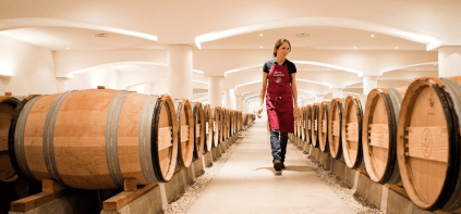 シャトー・ラ・ラギューヌのセラーにて